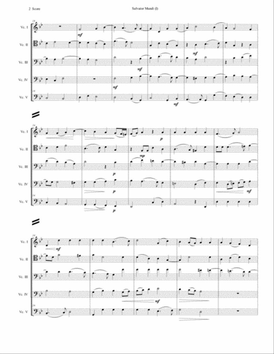 Salvator Mundi by Thomas Tallis for Cello Quintet String Quintet scores gallery preview page 3