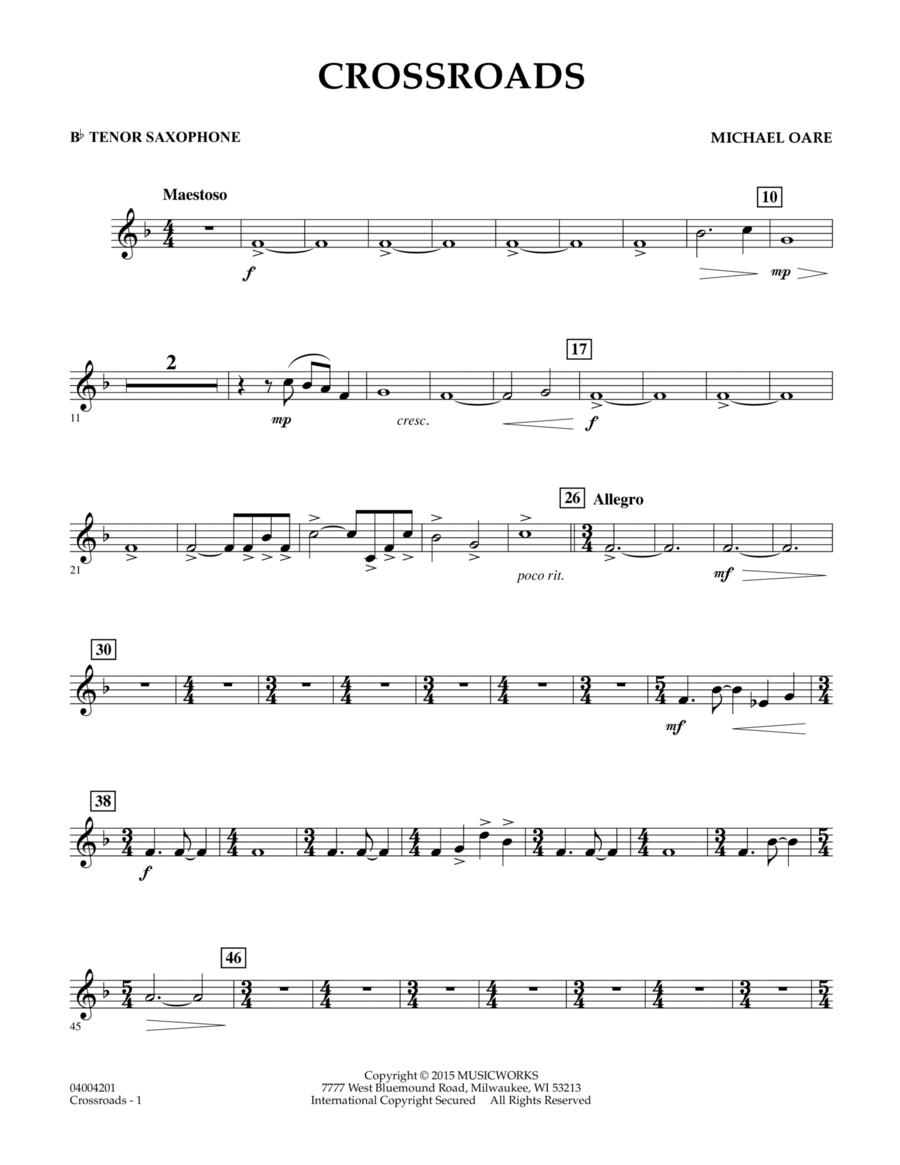 Crossroads - Bb Tenor Saxophone Tenor Saxophone scores gallery preview page 1