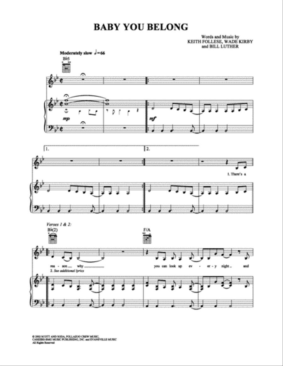 Baby You Belong Piano, Vocal, Guitar scores gallery preview page 1