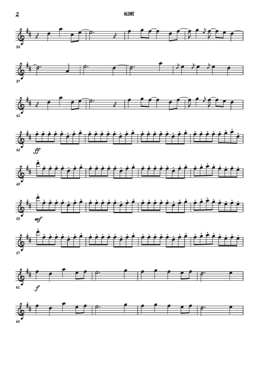 Alone Alone Flute Duet scores gallery preview page 2