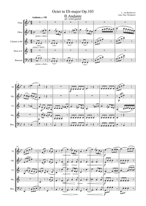 Book cover for Beethoven: Wind Octet in Eb major Op.103 Mvt.II Andante: wind quintet