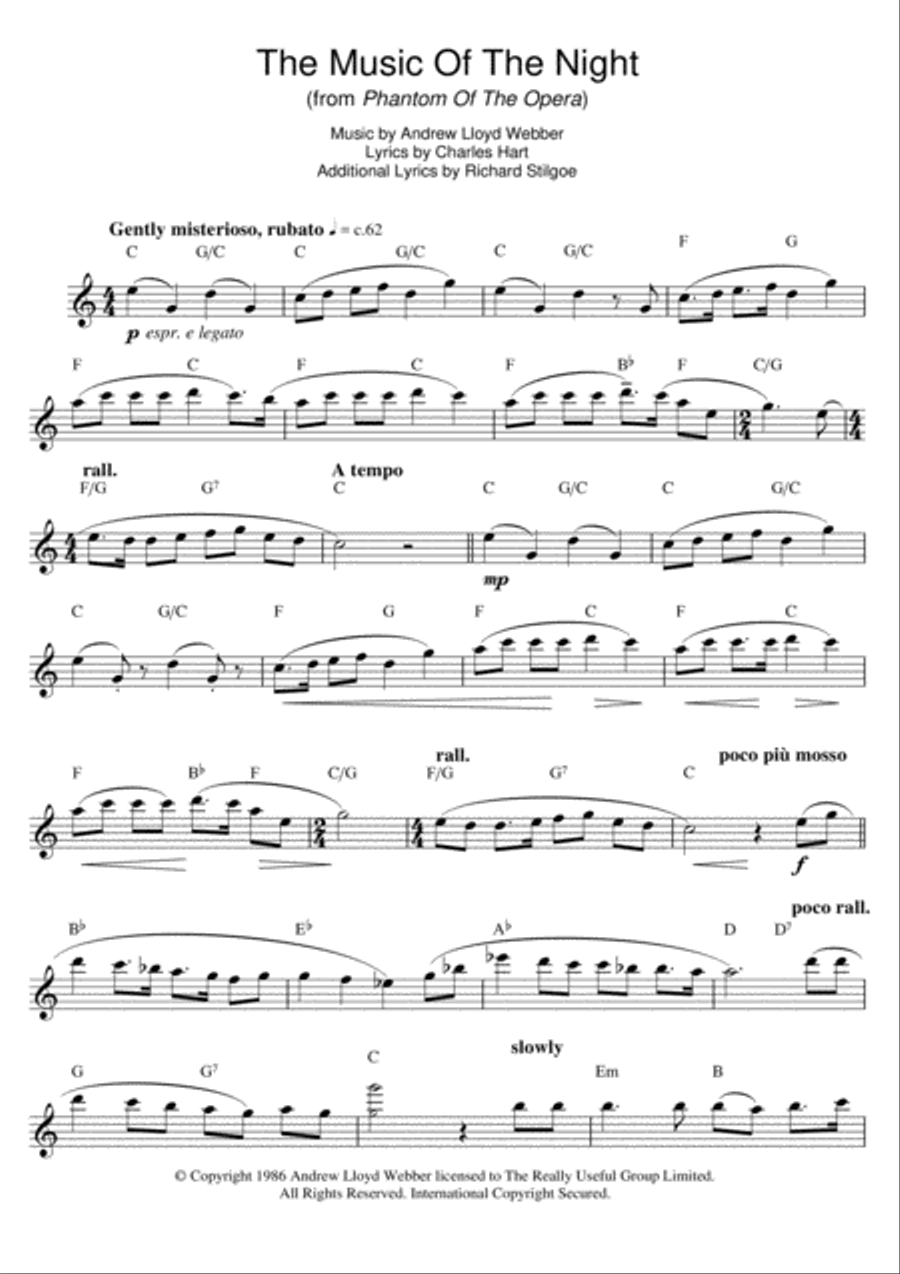 The Music Of The Night (from The Phantom Of The Opera) Flute Solo scores gallery preview page 1