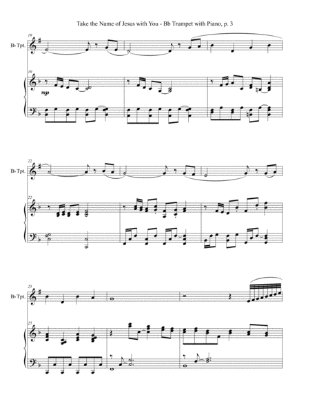 TAKE THE NAME OF JESUS WITH YOU (for Bb Trumpet and Piano with Score/Part) image number null