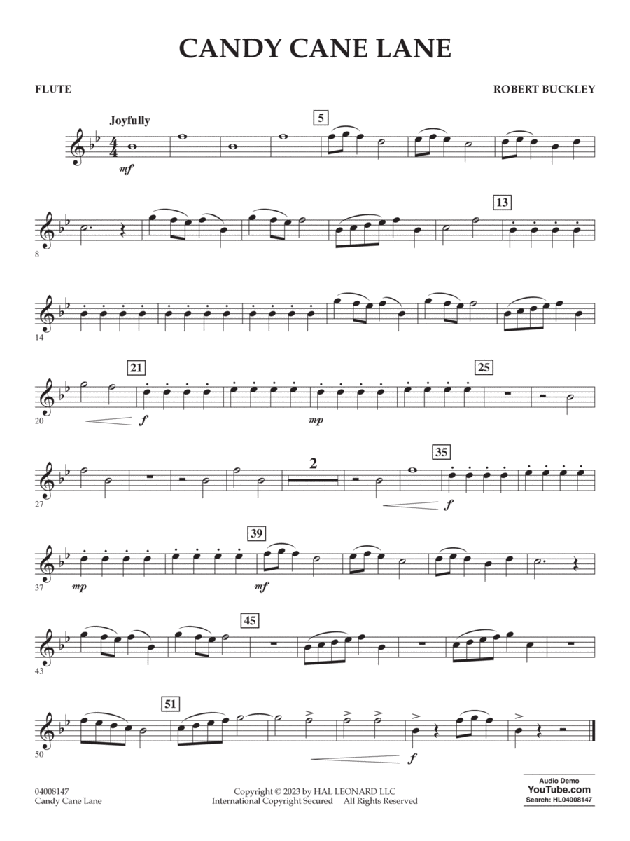Candy Cane Lane - Flute Candy Cane Lane - Flute Concert Band scores gallery preview page 1