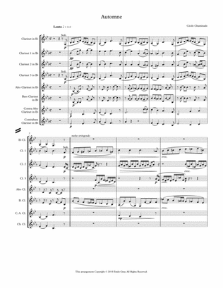 Automne for Clarinet Choir (Score)