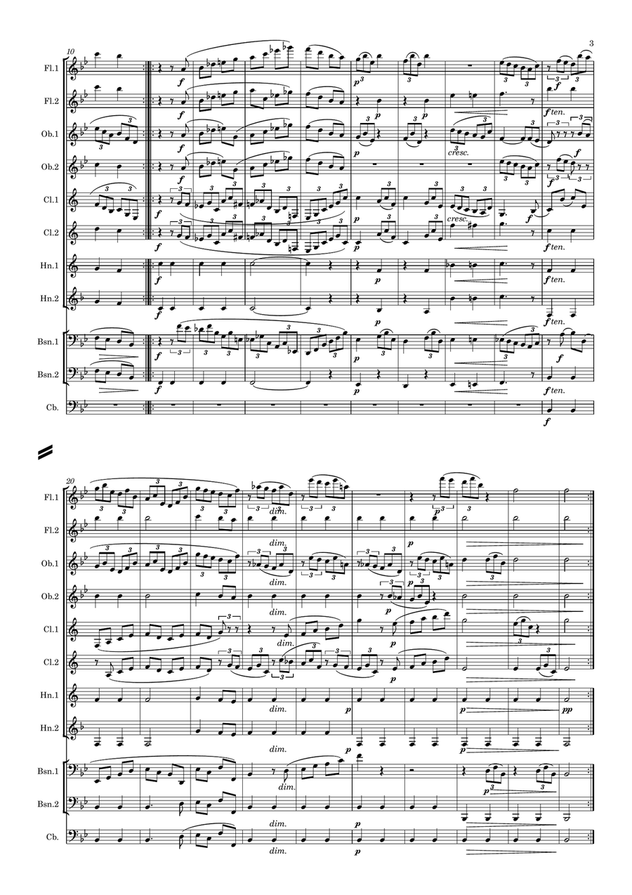 Brahms: Variations on a Theme by Haydn (St. Anthony Chorale) Op.56a (Complete) - wind dectet/bass Woodwind Quintet scores gallery preview page 4
