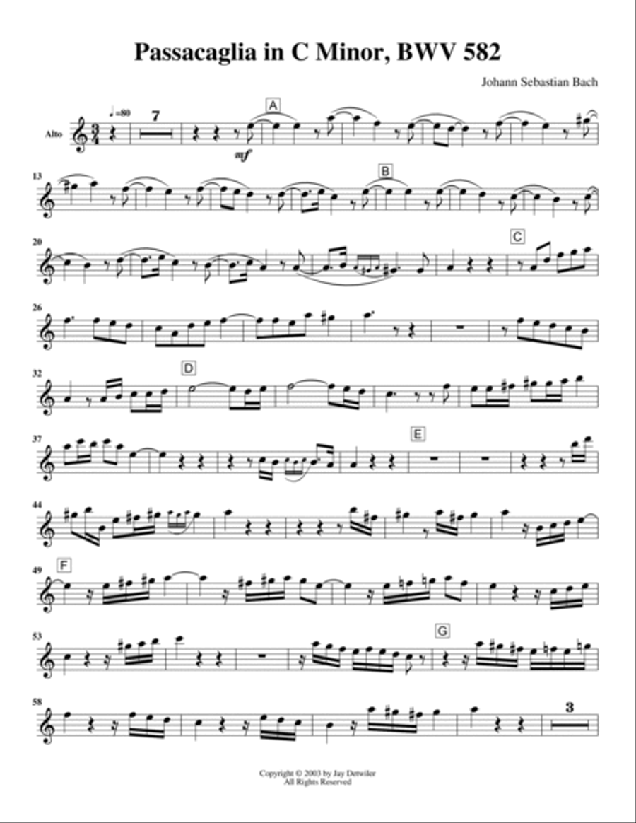 Passacaglia in C Minor Saxophone Quintet scores gallery preview page 4