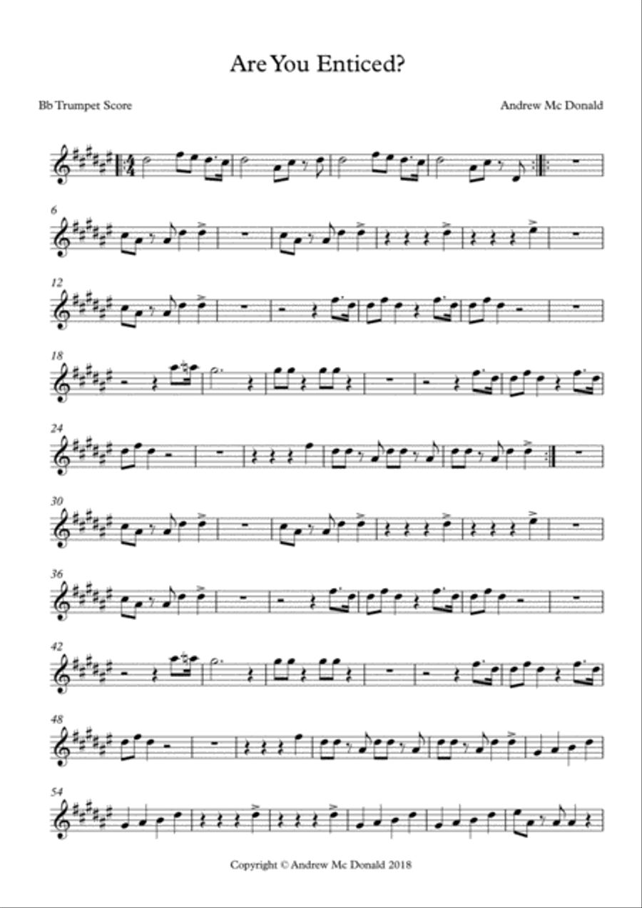 Are You Enticed? Bb Trumpet Score B-Flat Trumpet scores gallery preview page 1
