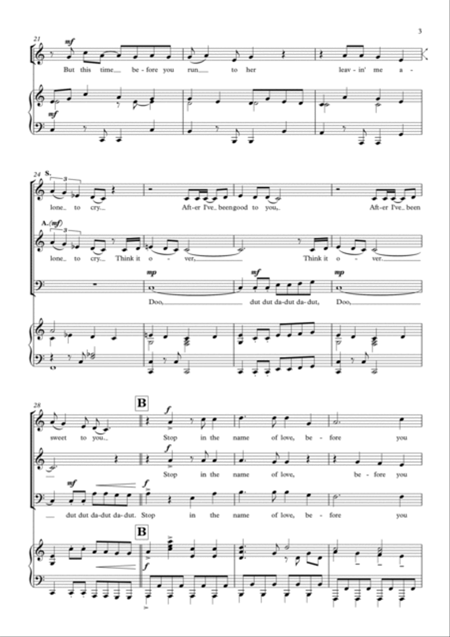 Stop! In The Name Of Love 3-Part scores gallery preview page 3