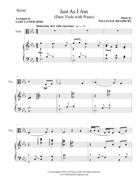 Gary Lanier: 3 HYMNS of COMMITMENT (Duets for Viola & Piano) image number null