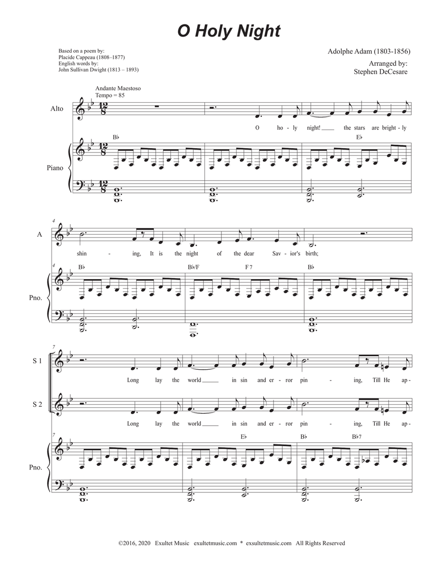 O Holy Night (Vocal Trio - (SSA) - Medium/Low Key) SSA scores gallery preview page 2