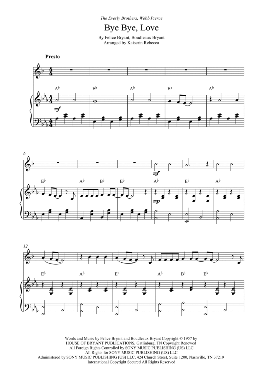 Bye Bye Love B-Flat Trumpet scores gallery preview page 1