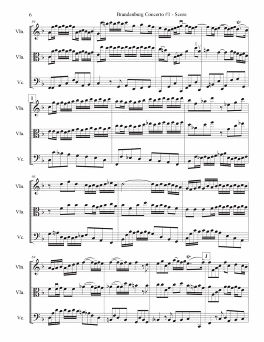 Brandenburg Concerto #1, 1st. Mvt. for String Trio image number null