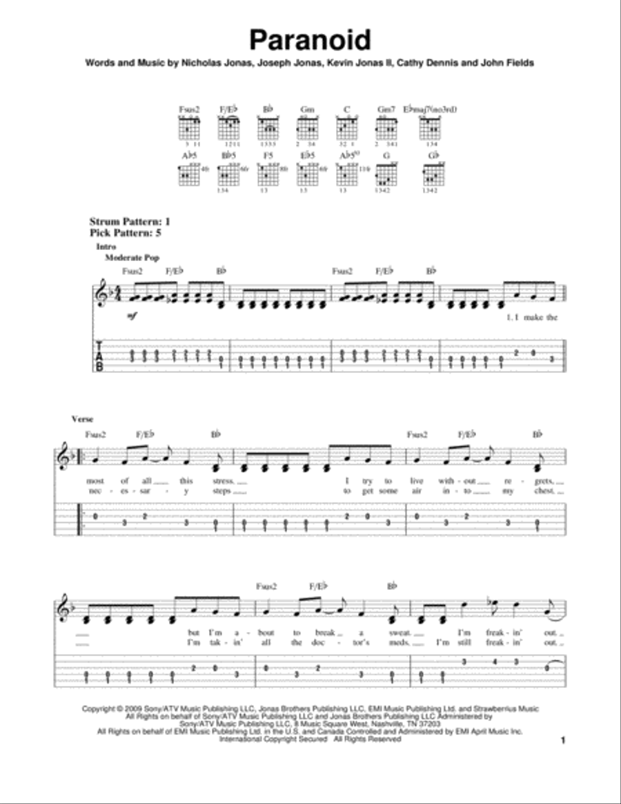 Paranoid Acoustic Guitar scores gallery preview page 1