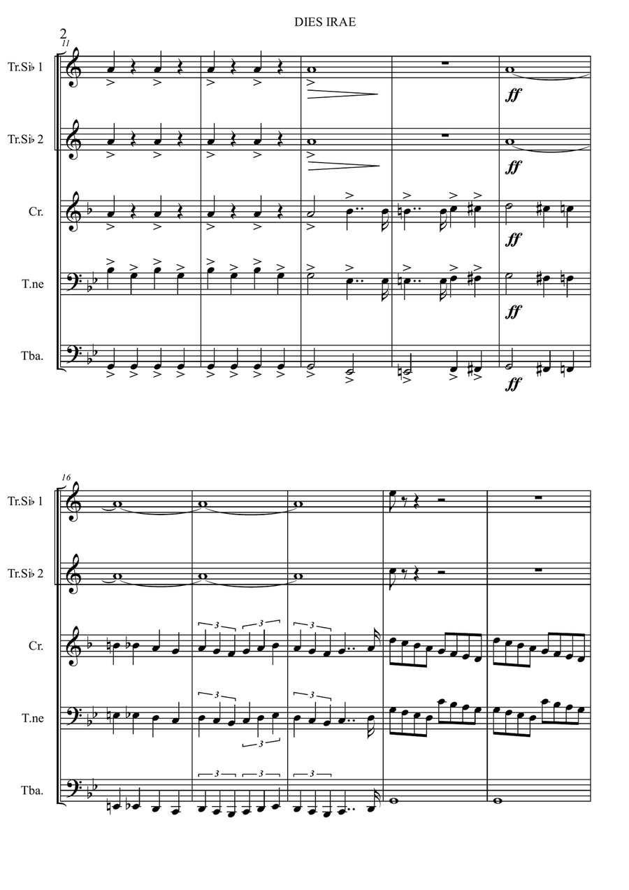 DIES IRAE from REQUIEM by G. Verdi Brass Ensemble scores gallery preview page 3