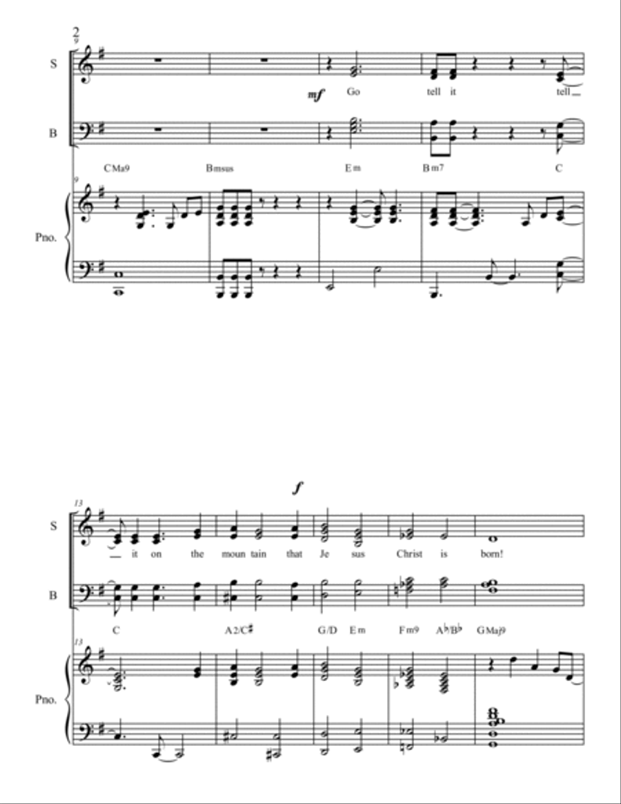 Go Tell It On The Mountain Piano, Vocal, Guitar scores gallery preview page 2