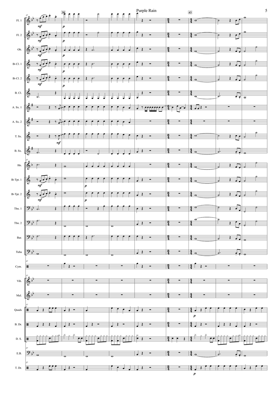 Purple Rain Concert Band scores gallery preview page 5