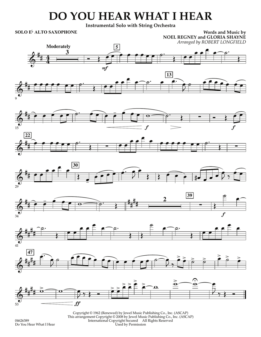 Do You Hear What I Hear - Solo Eb Alto Saxophone Orchestra scores gallery preview page 1