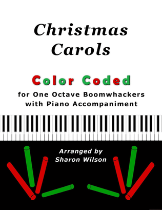 Book cover for Christmas Carols (Collection of 10 Color-Coded Arrangements for One Octave Boomwhackers® with Piano)