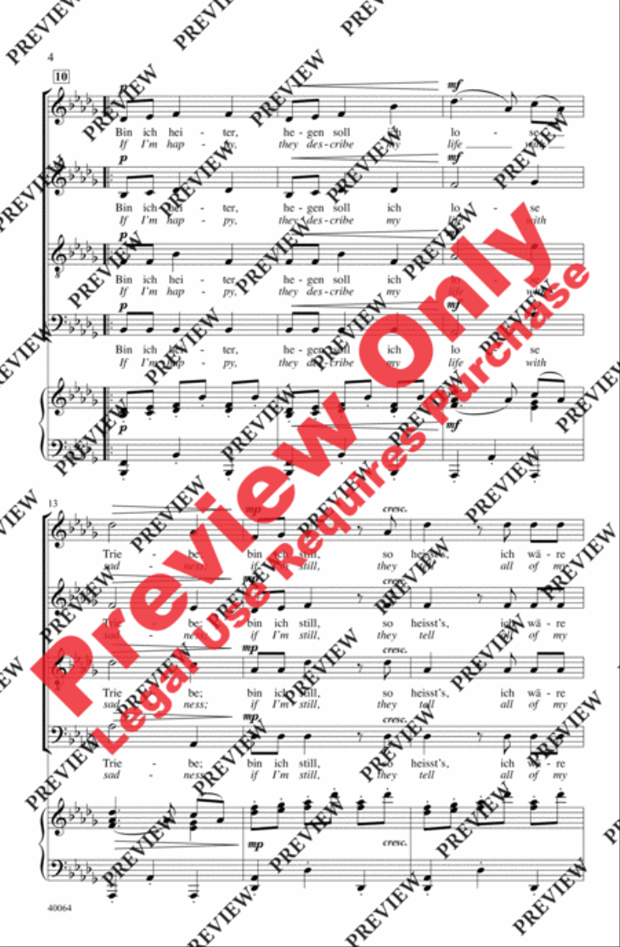 Three Liebeslieder Waltzes (from Liebeslieder Walzer, Opus 52) 4-Part scores gallery preview page 4