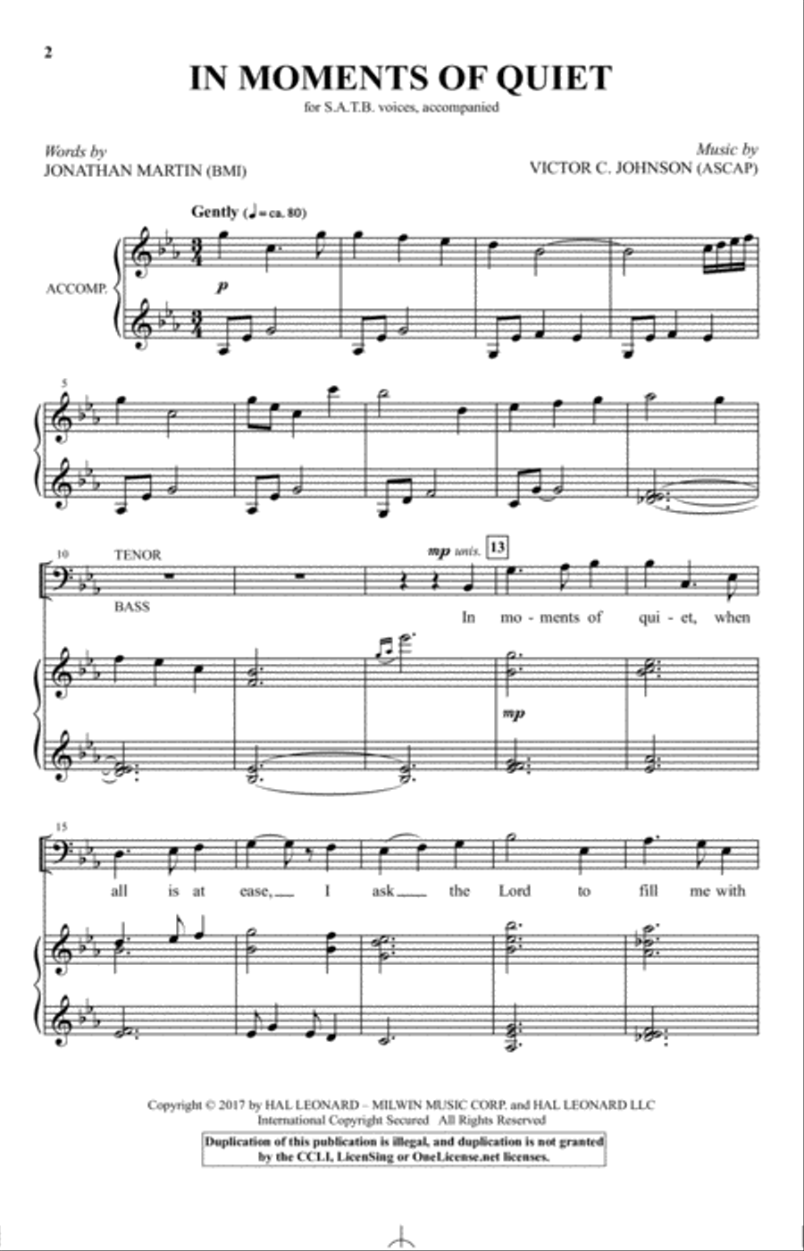 In Moments Of Quiet 4-Part scores gallery preview page 1