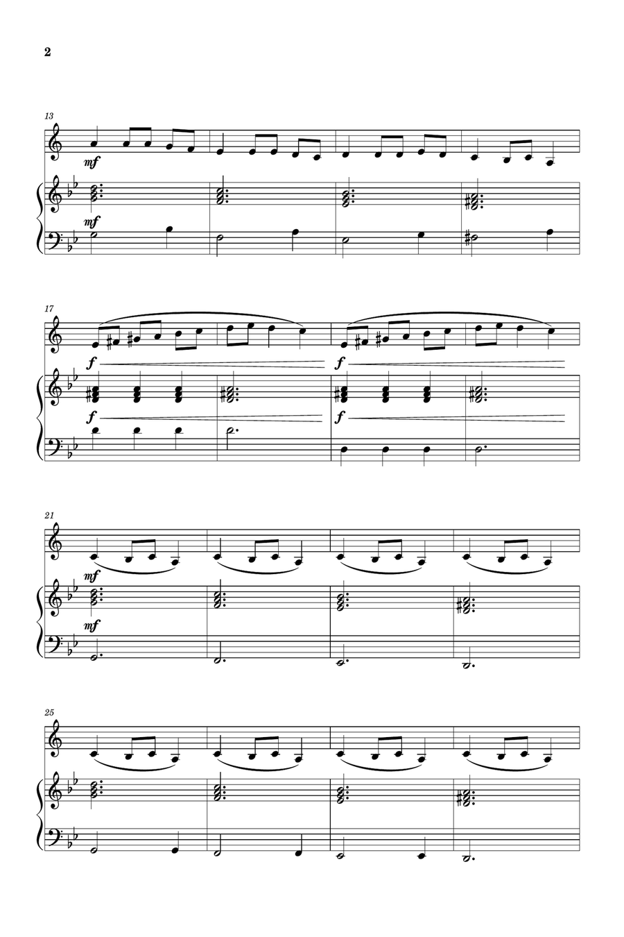 Carol of the Bells for Bb Clarinet and Piano (Very Easy - Beginner) B-Flat Clarinet scores gallery preview page 2