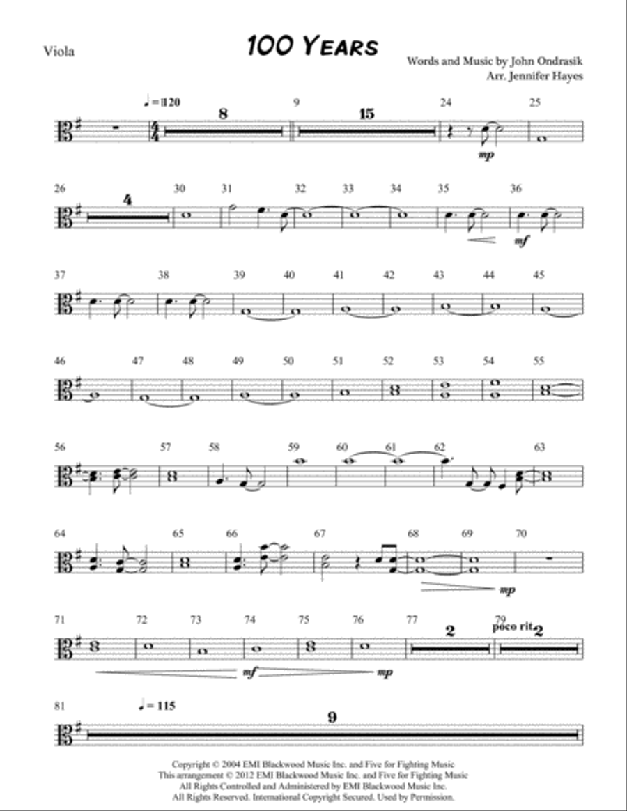100 Years Viola Solo scores gallery preview page 1