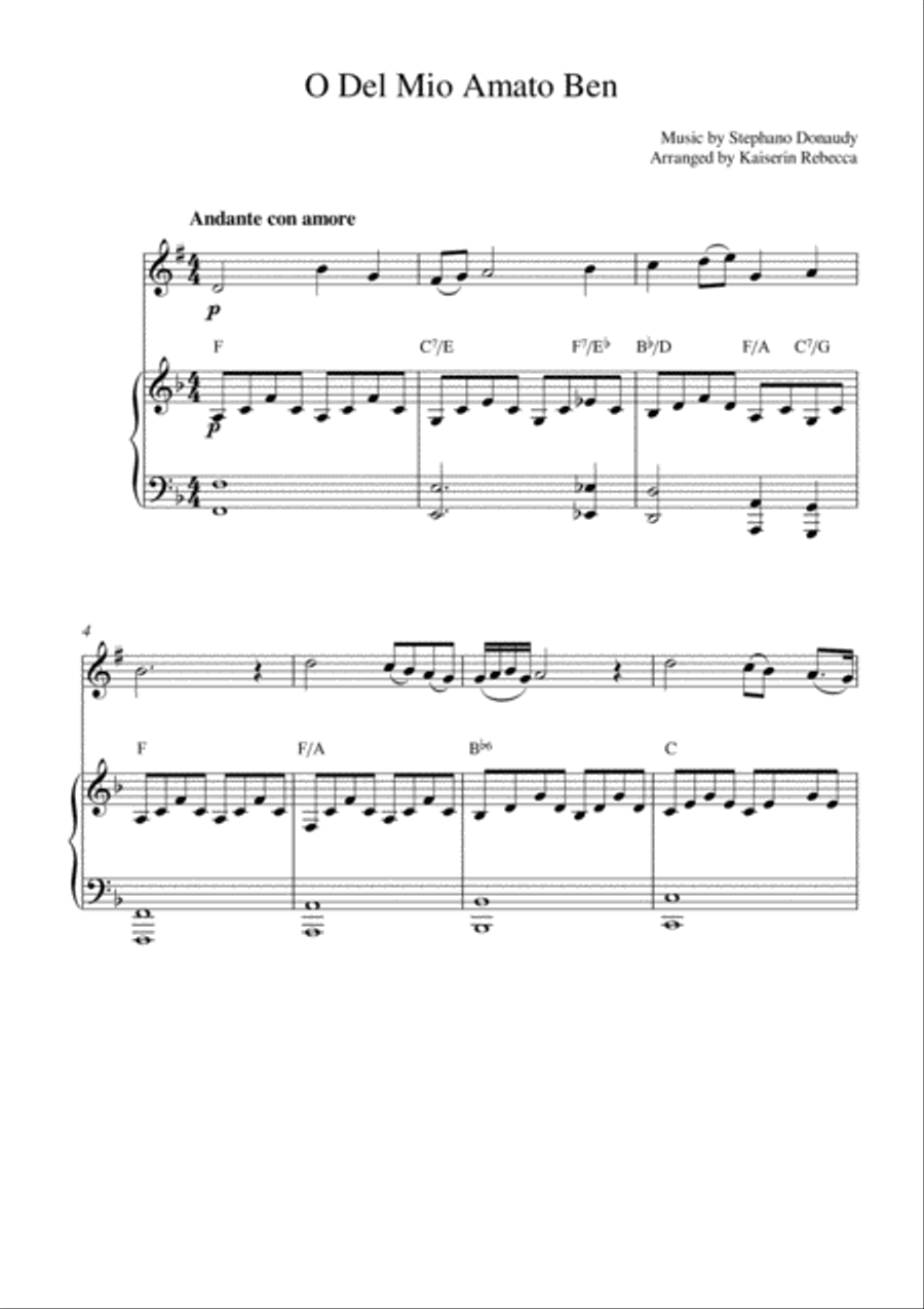 O Del Mio Amato Ben Clarinet Solo scores gallery preview page 1