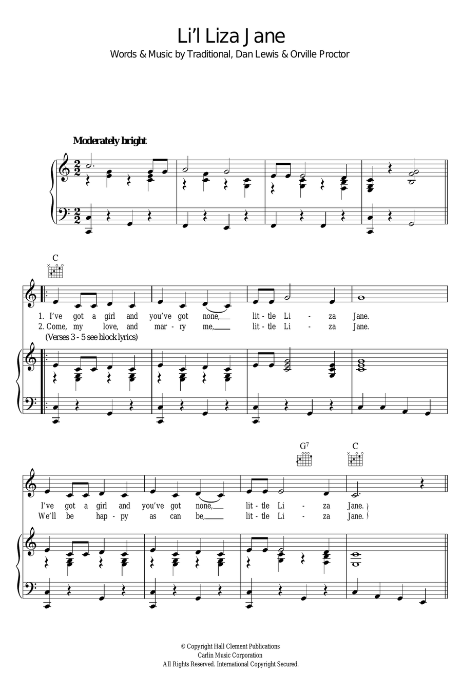 Li'l Liza Jane Piano, Vocal, Guitar scores gallery preview page 1