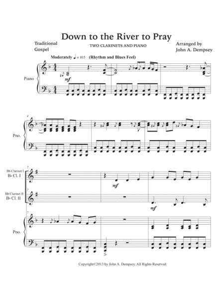 Down to the River to Pray (Trio for Two Clarinets and Piano) image number null