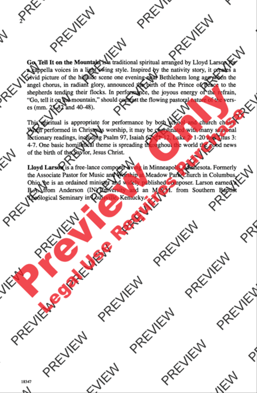 Go, Tell It on the Mountain 4-Part scores gallery preview page 2