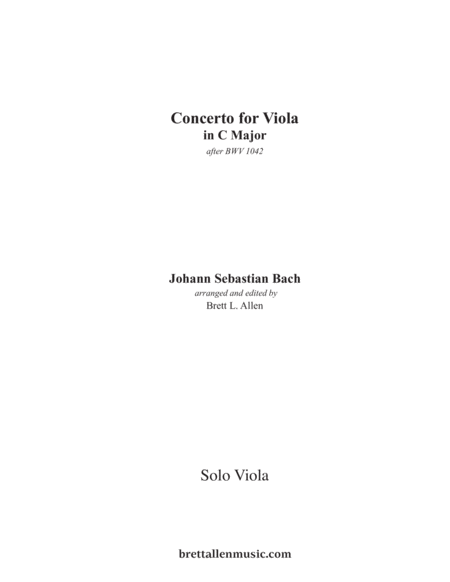 1042c JSBach Concerto for Viola in C Major SOLO VIOLA PART image number null