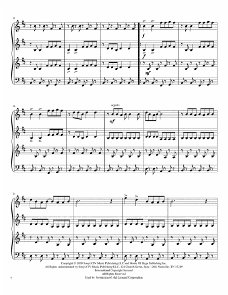 Bad Romance Bad Romance String Quartet scores gallery preview page 3