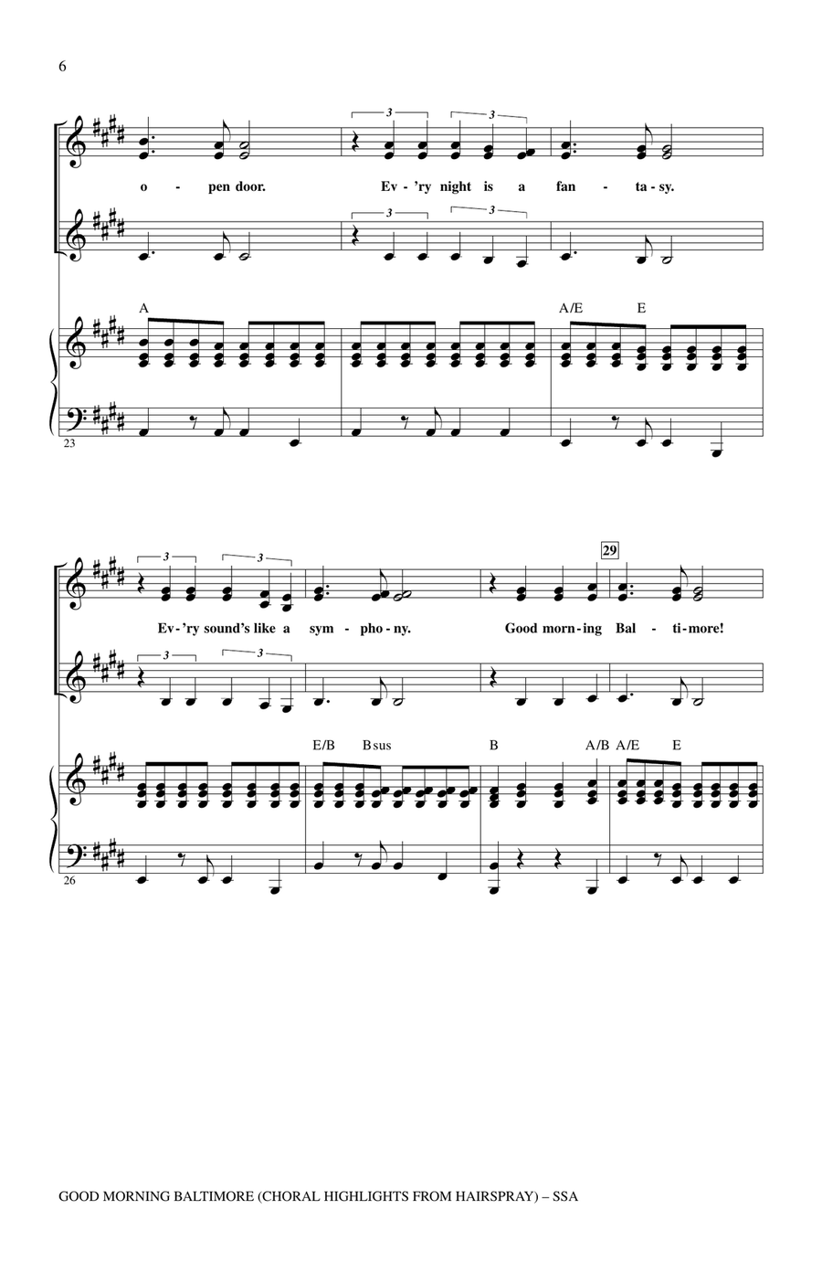 Good Morning Baltimore (Choral Highlights from Hairspray) (arr. Mac Huff) SSA scores gallery preview page 4
