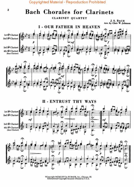 Bach Chorales for Clarinets