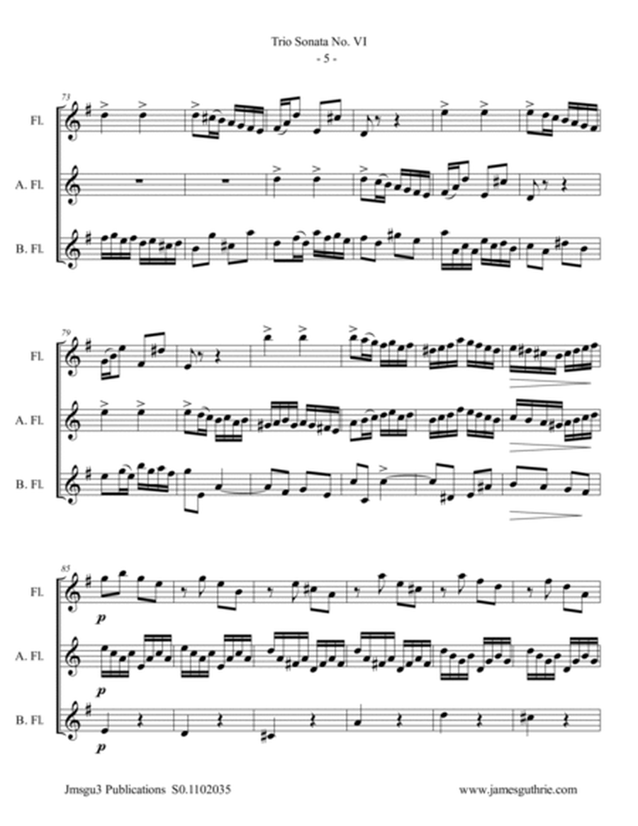 BACH: Trio Sonata No. 6 BWV 530 for Flute Trio image number null