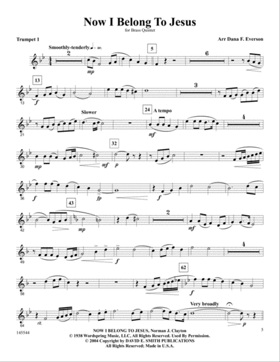 Now I Belong To Jesus Now I Belong To Jesus Brass Quintet scores gallery preview page 5