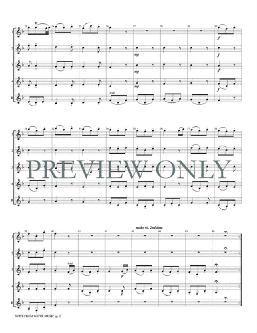 Suite from Water Music Clarinet Quintet scores gallery preview page 4