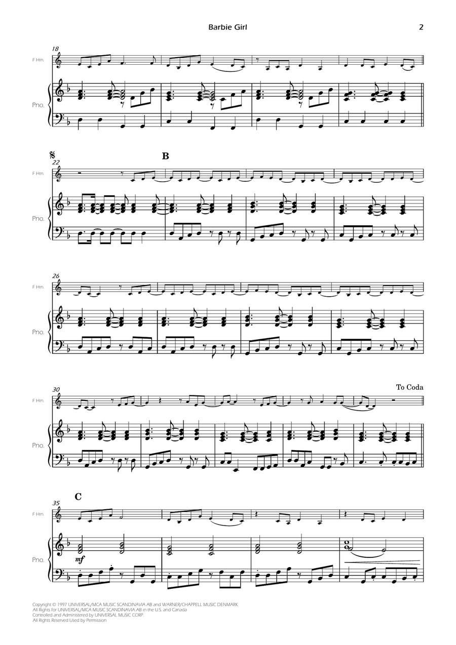 Barbie Girl Piano scores gallery preview page 4