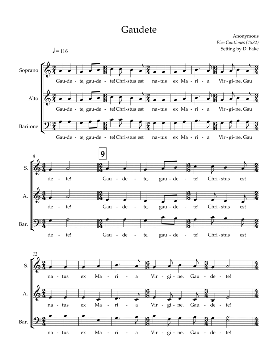 Gaudete 3-Part scores gallery preview page 1