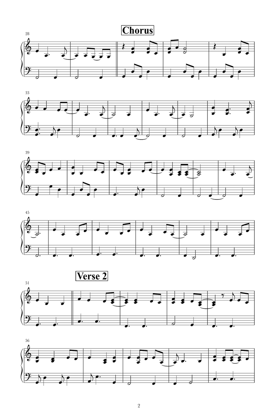 Asleep Piano Solo scores gallery preview page 2