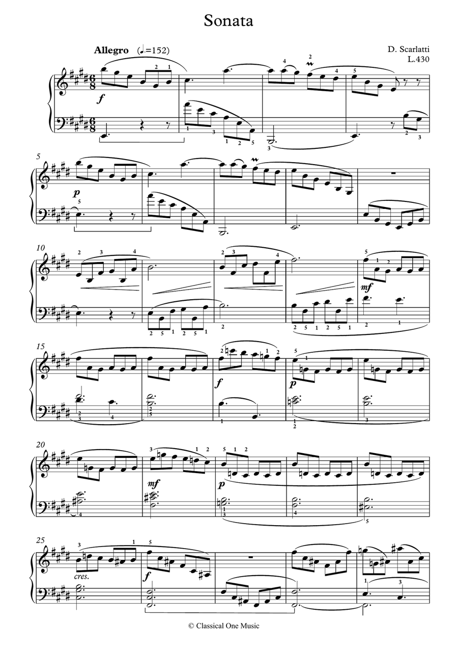Scarlatti-Sonata in E-Major L.430 K.531(piano) Scarlatti-Sonata in E-Major L.430 K.531(piano) Piano Solo scores gallery preview page 2