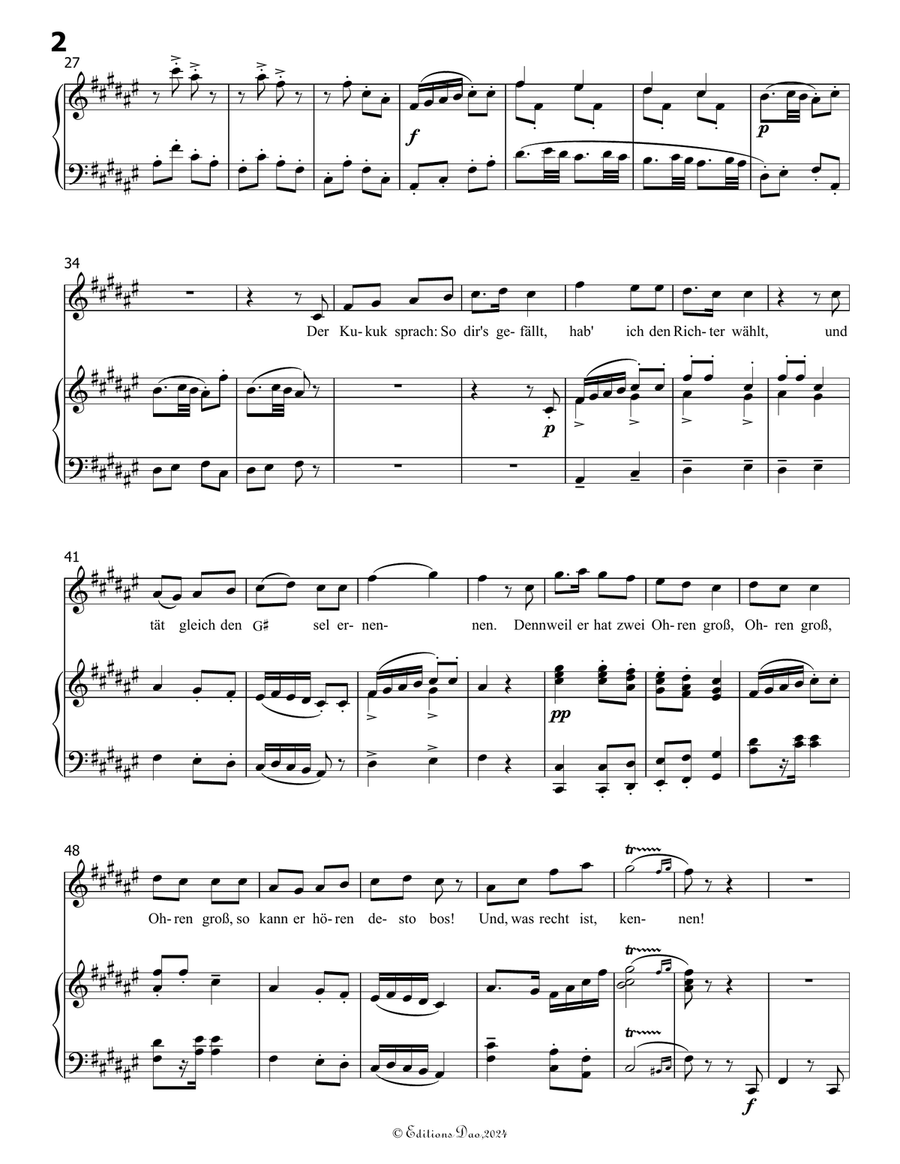 Lob des hohen Verstandes, by Mahler, in F sharp Major Piano, Vocal scores gallery preview page 4