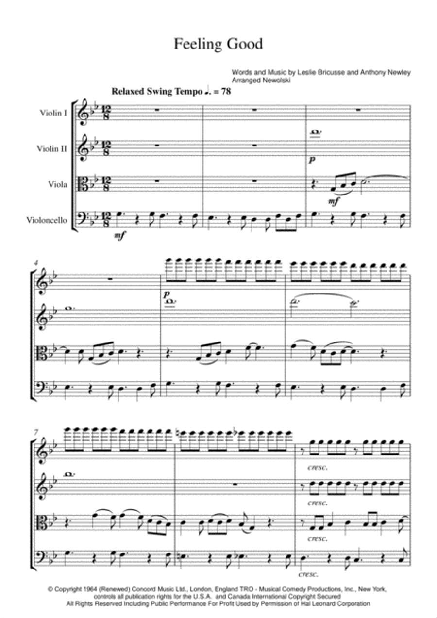 Feeling Good String Quartet scores gallery preview page 1