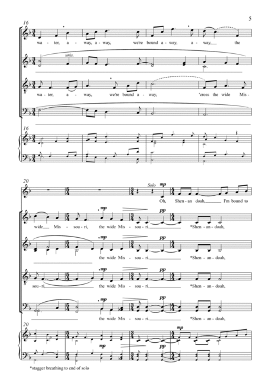 Oh, Shenandoah 4-Part scores gallery preview page 4