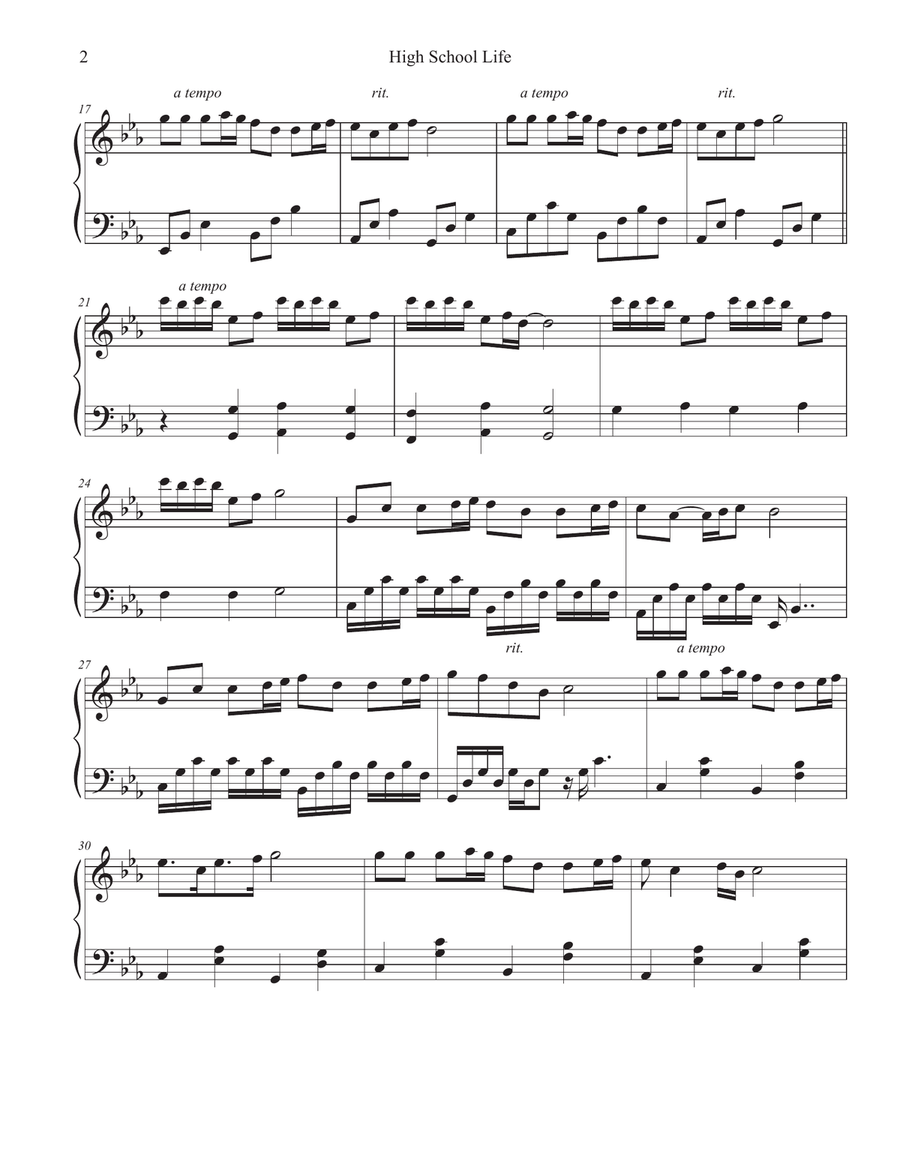 High School Life Piano Solo scores gallery preview page 2