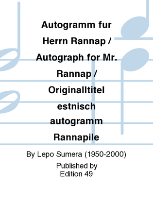 Book cover for Autogramm fur Herrn Rannap / Autograph for Mr. Rannap / Originalltitel estnisch autogramm Rannapile
