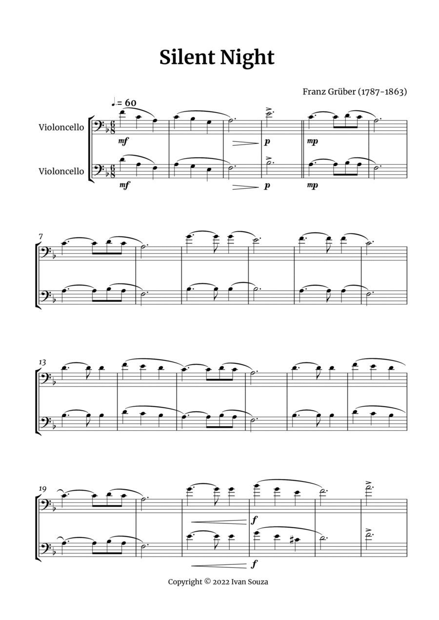 Silent Night String Duet scores gallery preview page 1