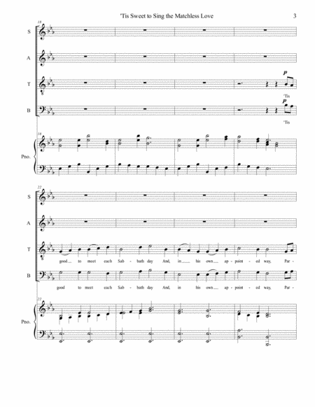 'Tis Sweet to Sing the Matchless Love- SATB Chorus image number null