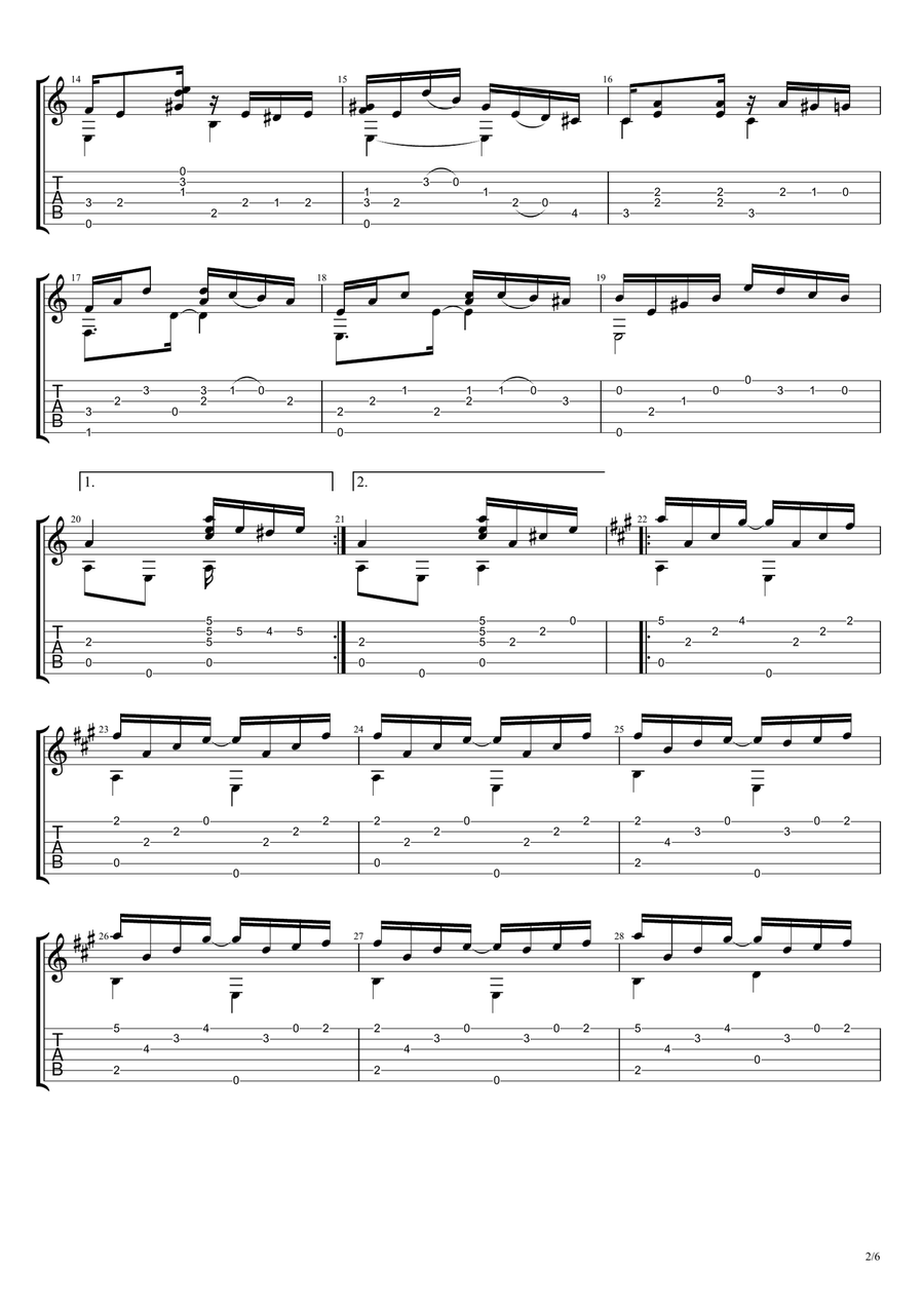 Tico Tico no Fubá (Choro) Guitar Tablature scores gallery preview page 2